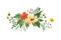 Watercolor painting of wild flowers boutonniere hand-drawn