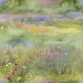 Watercolor painting of a wildflower field. AI-Generated.