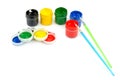 Watercolor paints and brushes Royalty Free Stock Photo