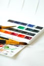 Watercolor paints set, palette and brushes Royalty Free Stock Photo