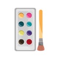Watercolor palette brush artistic supply study school education isolated icon Royalty Free Stock Photo
