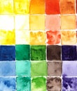 Watercolor palette with colored squares
