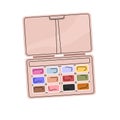 Watercolor pallette top view. Water colour box with different colors. Paintbox with various bright paints. Drawing tool Royalty Free Stock Photo