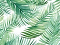 Watercolor palm tree leaf seamless pattern in hand-drawn style Royalty Free Stock Photo