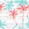 Watercolor palm trees, textured shadows on simple striped background