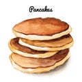 Watercolor pancakes illustration isolated on white