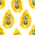 Watercolor papaya seamless pattern