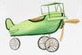 Green airplane in watercolour. Children`s bright illustration of airplane Royalty Free Stock Photo
