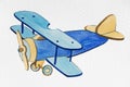 Blue airplane in watercolour. Baby illustration. Royalty Free Stock Photo