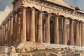 Watercolor Parthenon Close-Up: A Stunning View for Your Travel Blog.