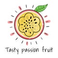 Watercolor passion fruit. Vector illustration