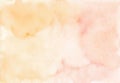 Watercolor pastel orange and pink background texture. Light peach and coral stains on paper, hand painted Royalty Free Stock Photo