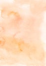 Watercolor pastel peach color background texture. Watercolour backdrop. Light orange stains on paper Royalty Free Stock Photo