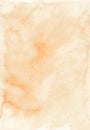 Watercolor pastel peach color background texture. Watercolour backdrop. Light orange stains on paper, hand painted Royalty Free Stock Photo