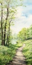 Hyper Realistic Watercolor Landscape: Meadowbrook Trail