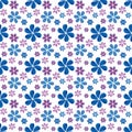 Watercolor pattern with blue flowers and branches on a white background Royalty Free Stock Photo