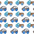 Watercolor pattern cars and trucks