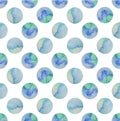 Watercolor pattern circles in pastel colors. Watercolor blue spots on white background