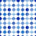 Watercolor pattern featuring a grid of blue circles on a white background Royalty Free Stock Photo