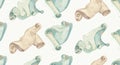 Watercolor pattern featuring scrolls in beige and light blue tones. The scrolls are evenl Royalty Free Stock Photo