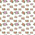 Watercolor pattern of flowers and leaves seamless design on white background