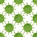 Watercolor pattern, green bacteria in cartoon style on white background. For various health, medical products, wrapping Royalty Free Stock Photo