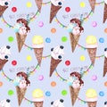 Watercolor pattern with ice cream