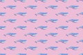 Watercolor pattern illustration, blue whale, cute, gentle,