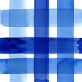 Watercolor pattern of intersecting blue stripes creates a checkered Royalty Free Stock Photo