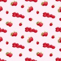 Watercolor pattern with juicy, ripe rastberry and strawberries. Healthy food, diet juices, vitamins. Spring harvest. Design for Royalty Free Stock Photo