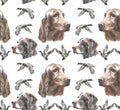 Watercolor pattern - lIrish Setter and Kurzhaar dog
