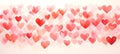 Watercolor pattern painting of many red pink painted hearts, isolated on white background Royalty Free Stock Photo