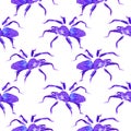 Watercolor seamless pattern of purple spider to Halloween.