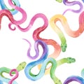 watercolor pattern snake, exotic watercolor background , snake cobra