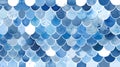 Watercolor pattern of snake reptile scales. Blue and white repeat texture background Royalty Free Stock Photo