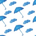 Watercolor pattern umbrella cloud