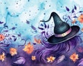 watercolor pattern witches theme background.