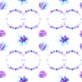 Watercolor patterns seamless pattern, violet-blue flowers