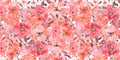 Watercolor peachy and pink flourish pattern. Horizontal banner for beautiful business cards, stickers, price tags, ads