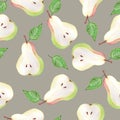 Watercolor pears seamless pattern. Hand drawn pattern. Abstract background Design of organic food. Surface background