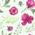 Watercolor peonies pattern