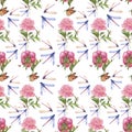 Watercolor peony seamless pattern