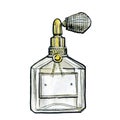 Watercolor perfume jar, fashion illustration