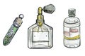 Watercolor perfume set, fashion illustration
