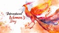 Watercolor Phoenix Rising for International Women's Day