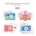 Watercolor photo cameras set