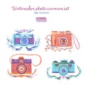 Watercolor photo cameras set