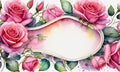 Watercolor Photo Card Pink Roses Oval Frame Royalty Free Stock Photo