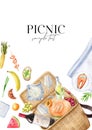 Watercolor picnic invitation template