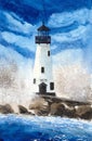 Watercolor Walton lighthouse Royalty Free Stock Photo
